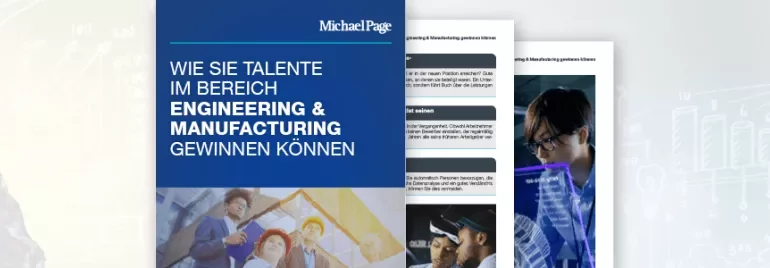 Deckblatt eines Dokuments über Talentgewinnung in Technik und Fertigung.