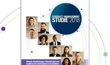 Cover der 'Diversity Management Studie 2018' mit Porträtfotos.
