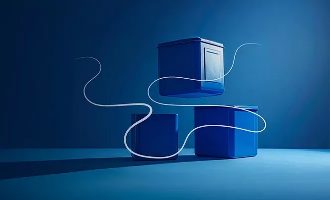 3 Dosen auf blauem Hintergrund mit Farbverlauf